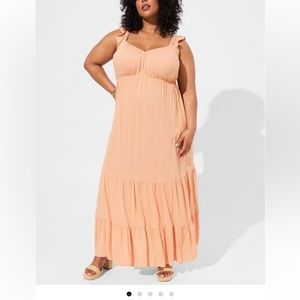 Torrid Maxi Rayon Slub Ruffle Strap Tiered Dress